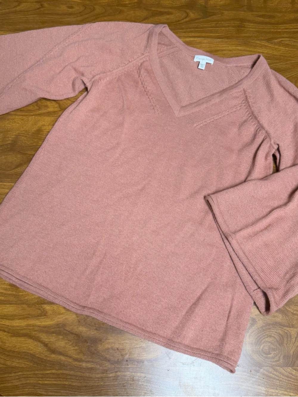 Garnet Hill Baby Alpaca Knit V-Neck bell sleeve Sweater XS